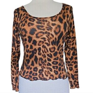 Olivia Rea Chic Leopard Print Long Sleeve Top - M